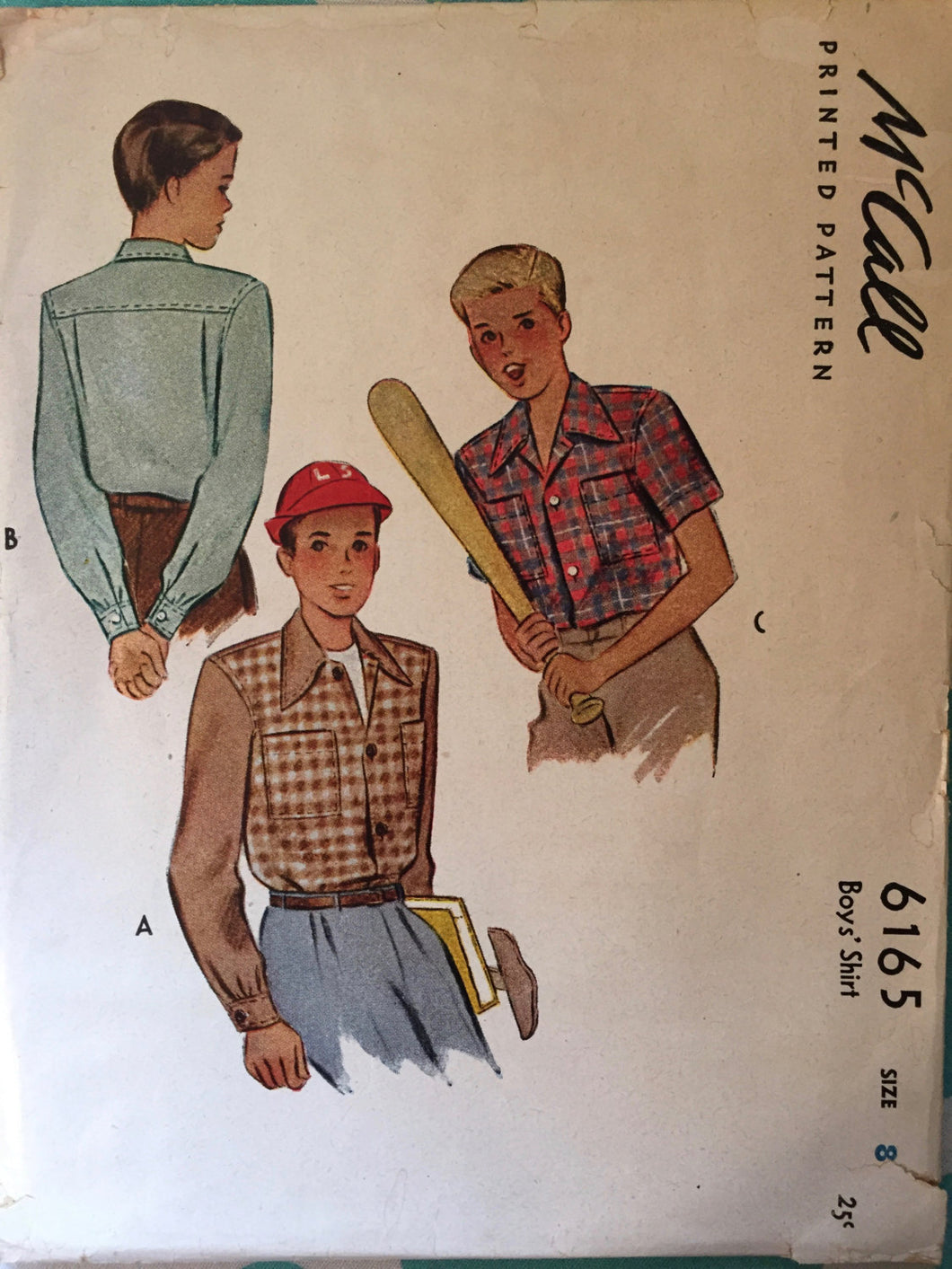 Boy's Shirt Pattern #6165 Vintage 1945 McCall Chest Size 26