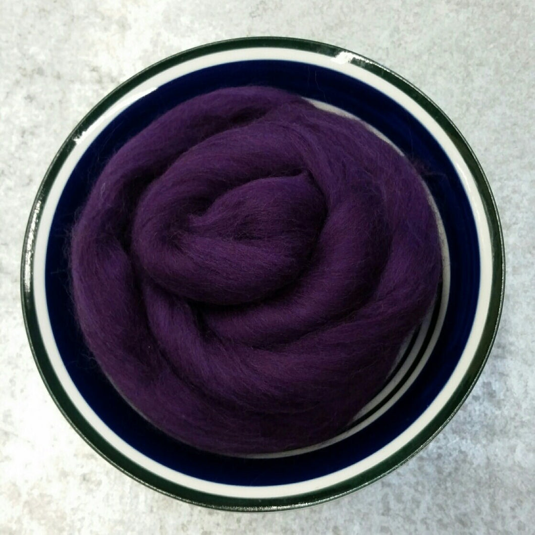 Eggplant Purple Merino Wool Roving - 21.5 micron -1 oz - For Nuno Felting, Wet Felting, Weaving, Spinning and More