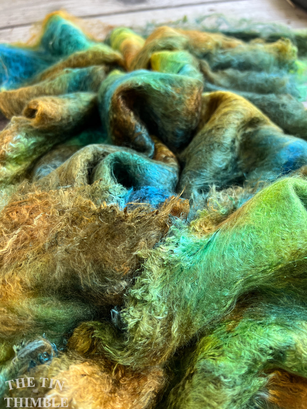 Hand Dyed Silk Mulberry Lap Fiber for Spinning or Felting in 'Earth' / Brown and Green 100% Silk Laps Similar to Silk Hankies